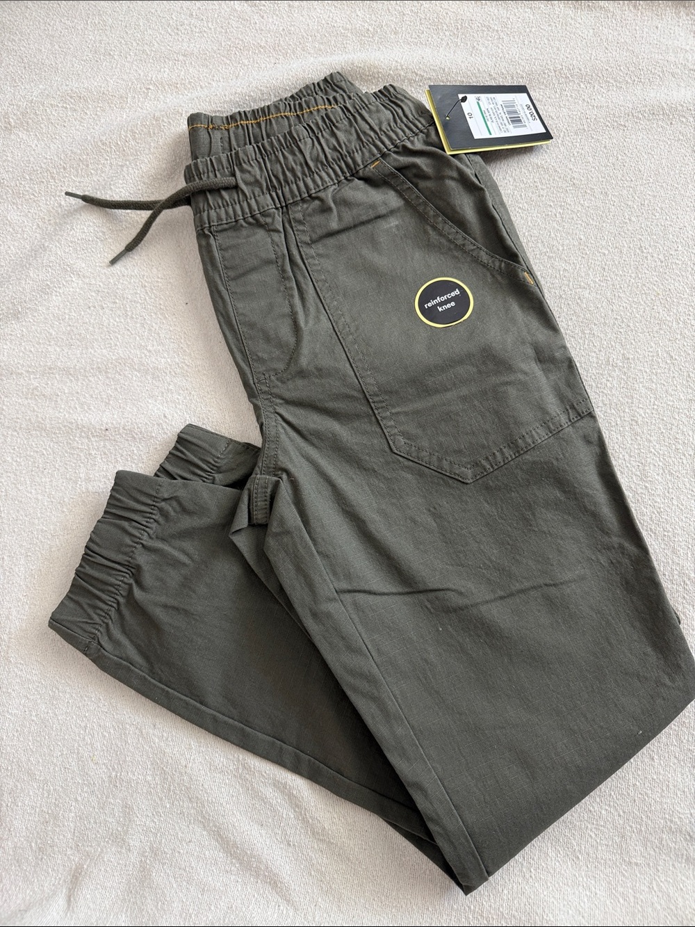 Boys Olive Drawstring Jogger Pants